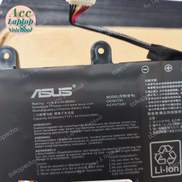 ORIGINAL BATERAI ASUS ROG SCAR III G531GW-I9R7S1T C41N1731 C41N1731-2
