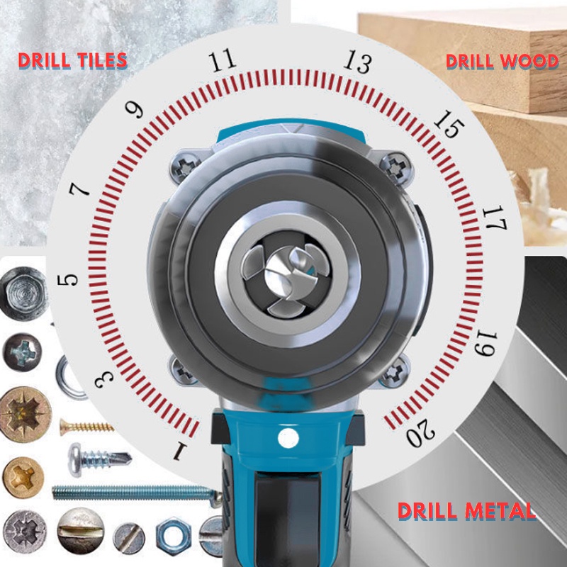 Promo Kamolee 13Mm 650N.M Torsi Tinggi 2450Rpm Obeng Bor Listrik Tanpa Sikat Tanpa Kabel Pemasangan