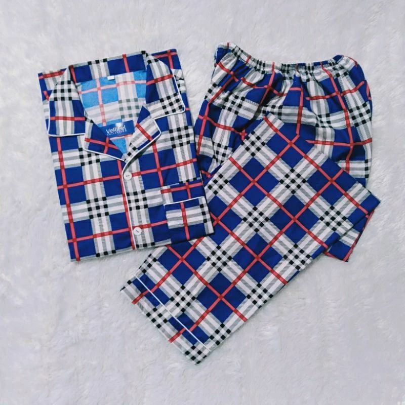 PROMO / VeriFel Piyama Kotak Tartan Baju Tidur Pria / Wanita Remaja / Dewasa / Jumbo Kain Micro