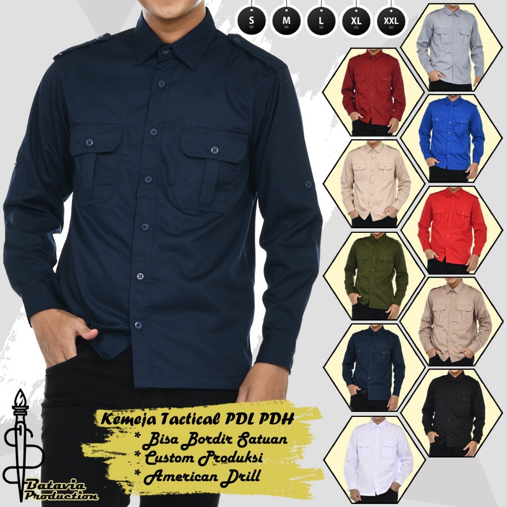 PROMO / JUMBO BAJU KEMEJA PDH PDL LENGAN PANJANG - Pakaian Seragam Tactical Pria Wanita Kemeja Kerja