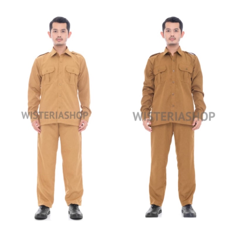 PROMO / seragam pns lengan panjang pns pria khaki tua khaki muda pns pemda seragam dinas baju dinas