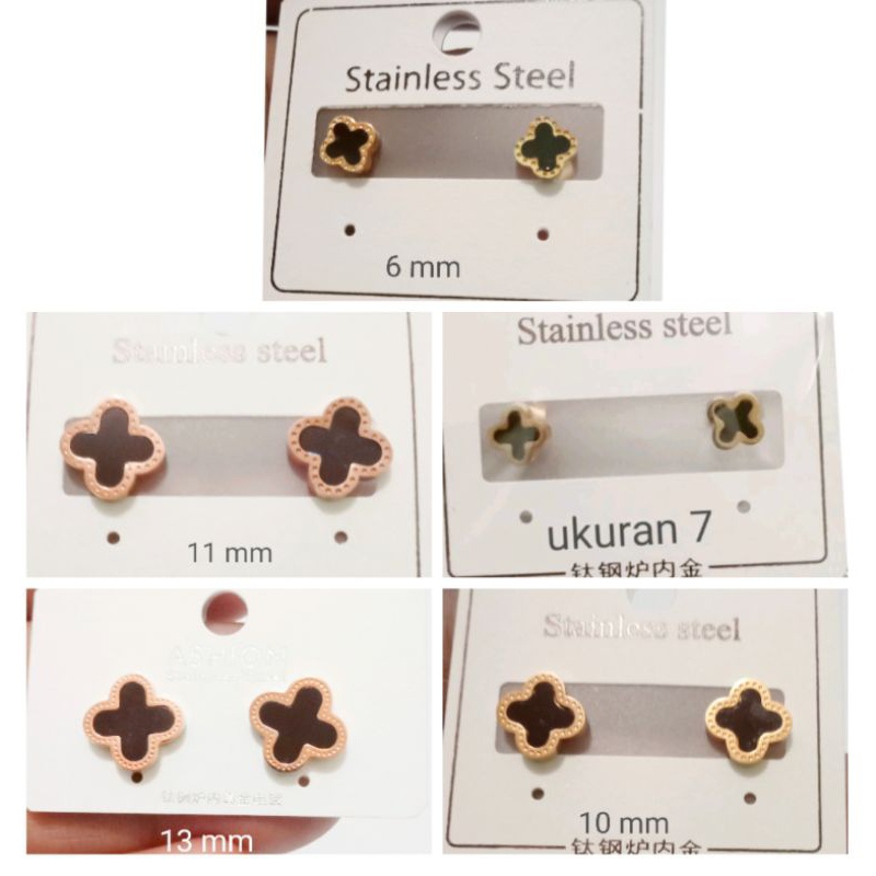 JelitaFash- RJ014. Anting tusuk titanium wanita motif clover