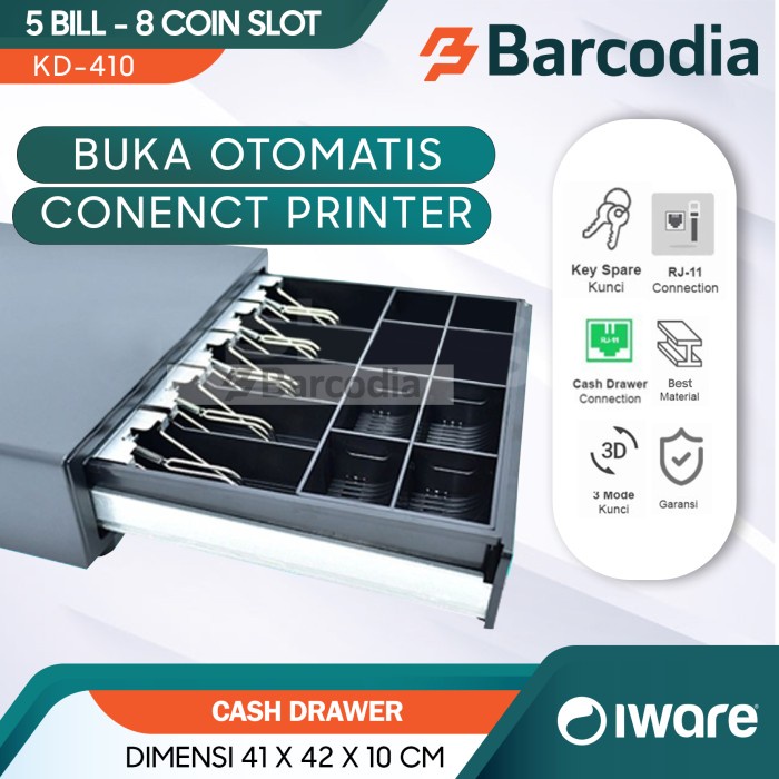 Laci Uang Cash Drawer Iware Kd410 5Bill 8Coin Tempat Simpan Uang Kasir