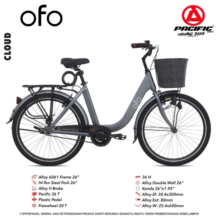 GRATIS ONGKIR Pacific OFO Sepeda Keranjang City Bike
