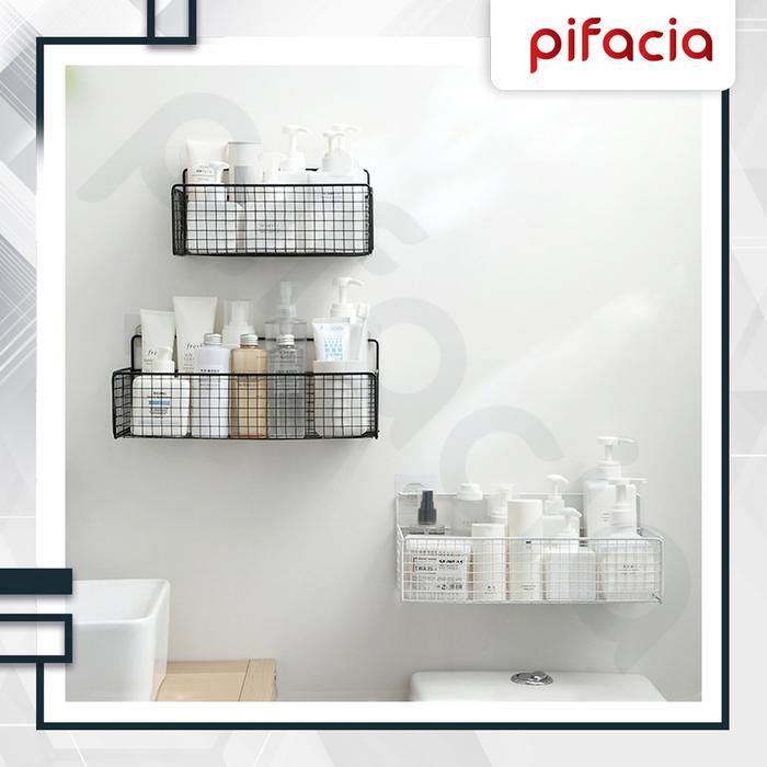TERPERCAYA PIFACIA Rak Gantung Kamar Mandi Sabun Besi Hitam Keranjang Jaring Kotak Tempat Deterjen
