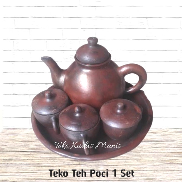 TEKO TEH POCI 1 SET 3 CANGKIR / TEKO POCI SET / TEKO TANAH SATU SET ORIGINAL QUALITY