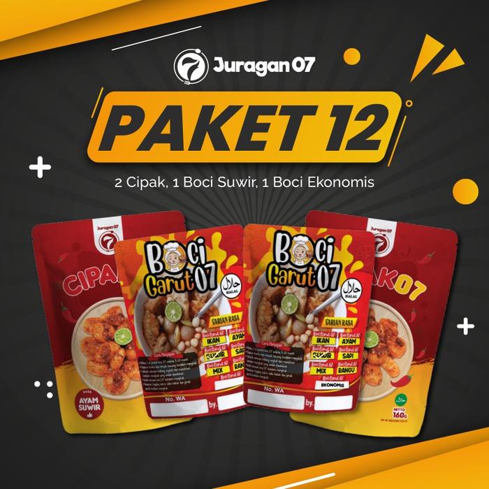 

juragan 07. paket 12 (cipak 2, boci suwir 1, boci ekonomis 1)