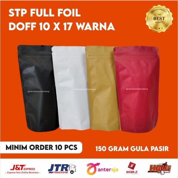 (BestSeller) Plastik standing pouch full aluminium foil 10 x 17/10x17 klip berdiri