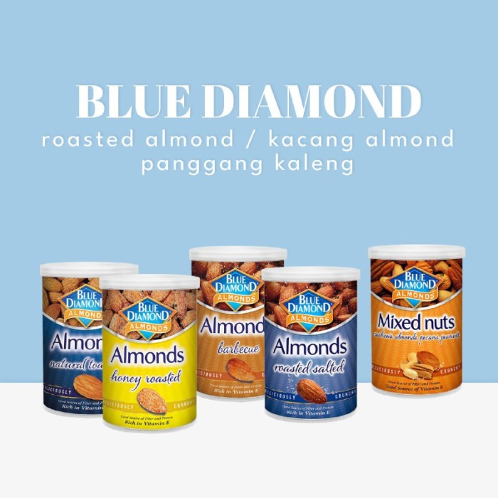 

Blue Diamond Roasted Almond / Kacang Almond Panggang Kaleng