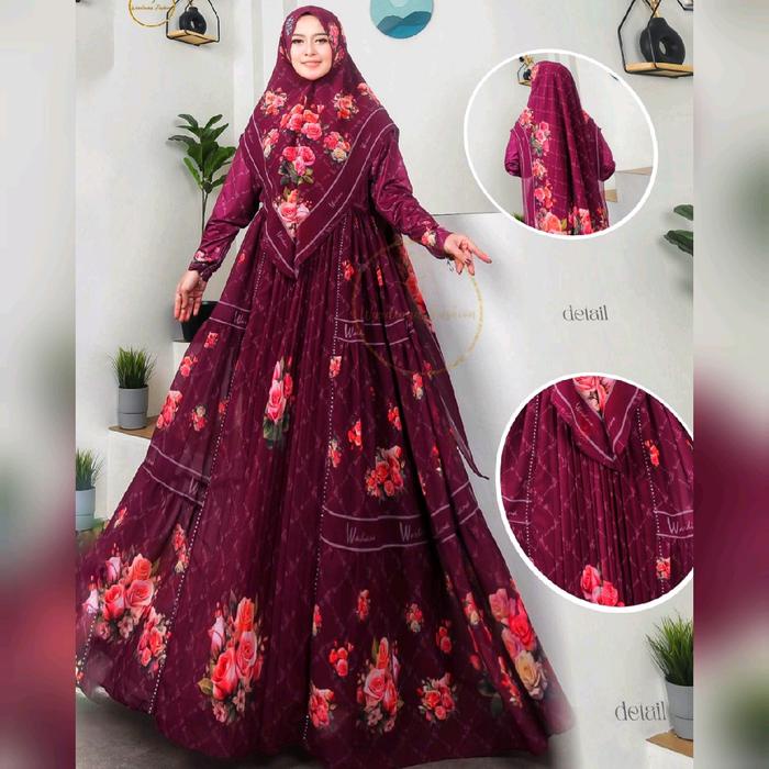 Gamis Jumbo Syari Printing Motif Gamis Dewasa Muslim Pesta Jumbo Ld 110-130