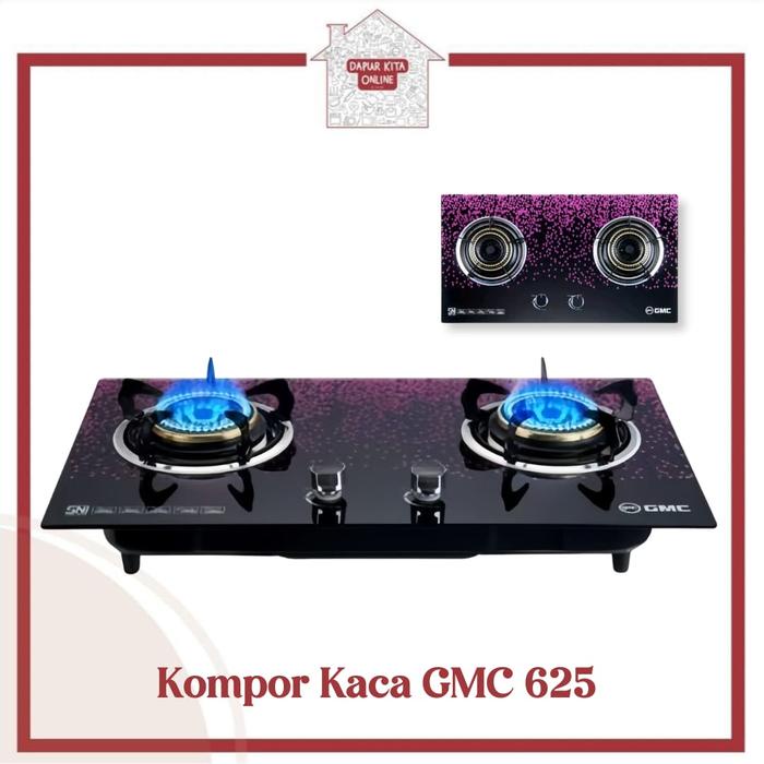 Gmc Kompor Kaca 2Tk /Kompor Gas 2 Tungku Gmc Kaca Tempered Glass / Kompor Gas Tanam / Kompor 2