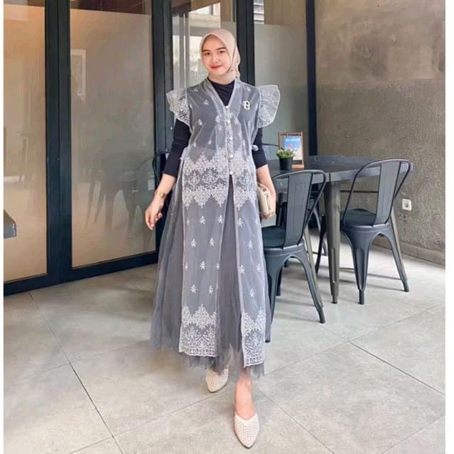 Promo Outer Olla / Long Vest Hari Raya Brukat Etnik