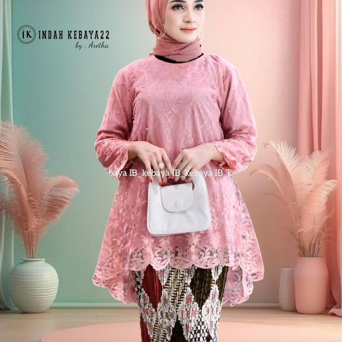 Atasan Kebaya Rinjani Modern Elegan Brokat Tille Wisuda Kondangan Wisuda Pesta Baju Dress Wanita