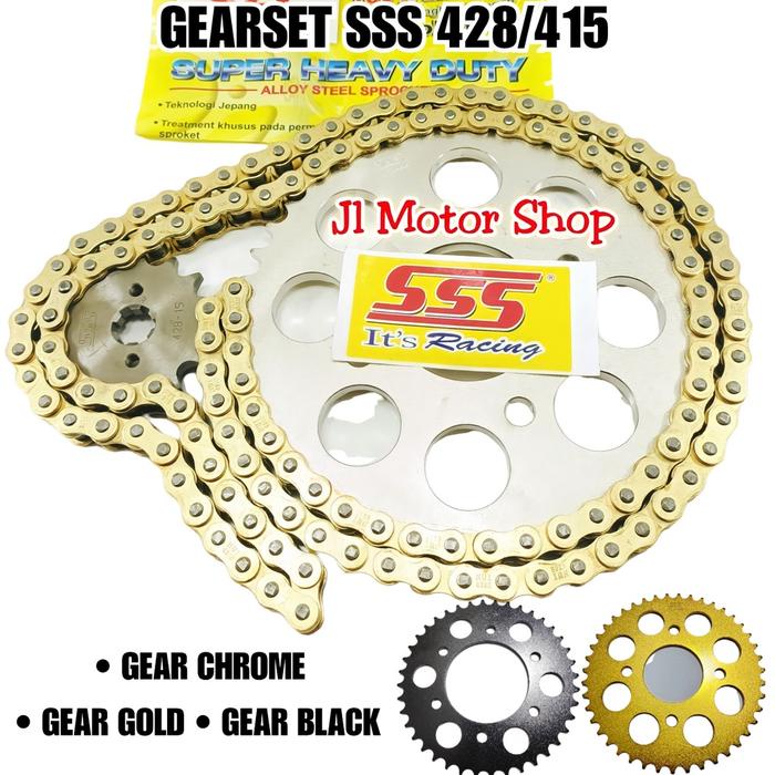 GIR GEAR SET GEARSET SSS 428 415 KAWASAKI NINJA 150 R RR SS - NINJA R RR SS RANTAI GOLD NOT TK TDR