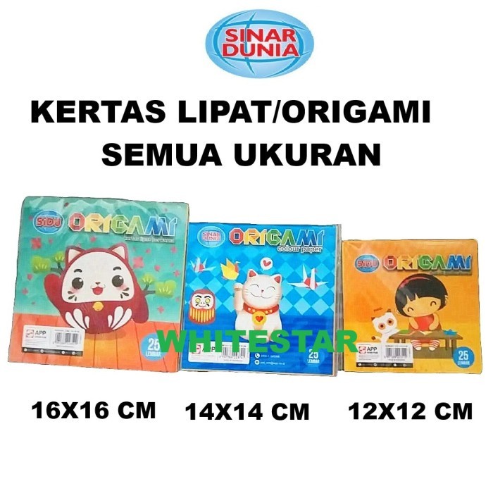 

(BestSeller) kertas lipat origami 12 x 12 cm sinar dunia sidu colour paper 1 sisi