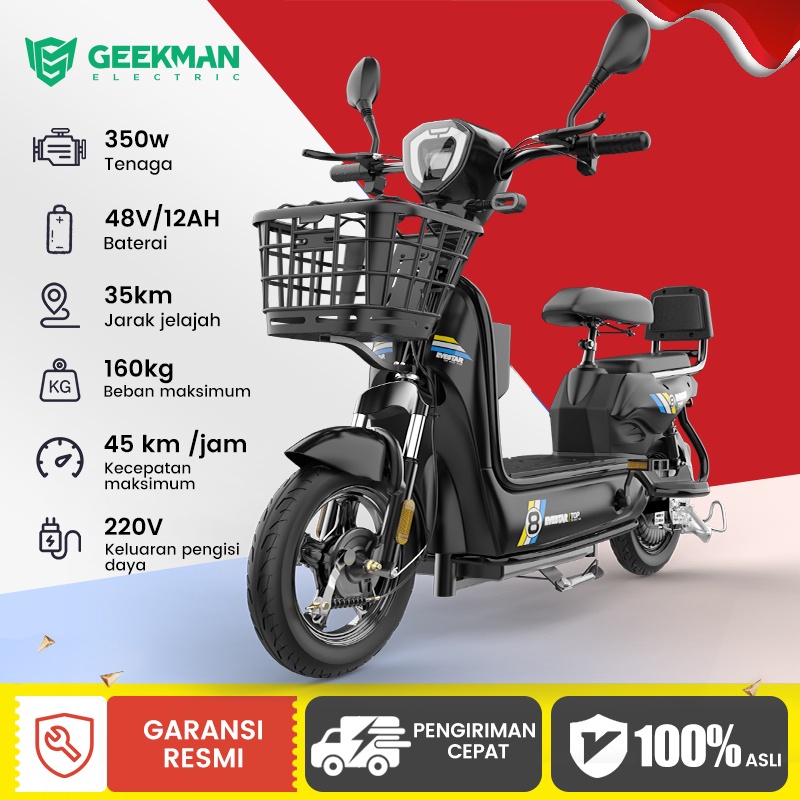GEEKMAN Sepeda Listrik City Terbaru 500 Watt Sepeda Motor 48V/12AH Sepeda Listrik Murah Dewasa