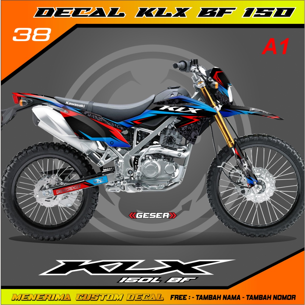 Stiker decal klx bf full body Supermoto Merah Biru Hitam Terbaru