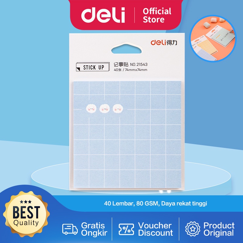 

Deli Sticky Notes 40 lembar 80gsm 74*74mm dapat ditempel dibanyak permukaan 21543