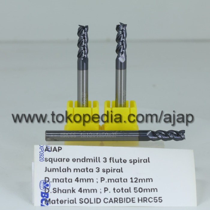JTTOP" END MILL 3F FLUTE 4MM HRC55 CARBIDE CNC ROUTER BITS ALUMINIUM ACP IRON