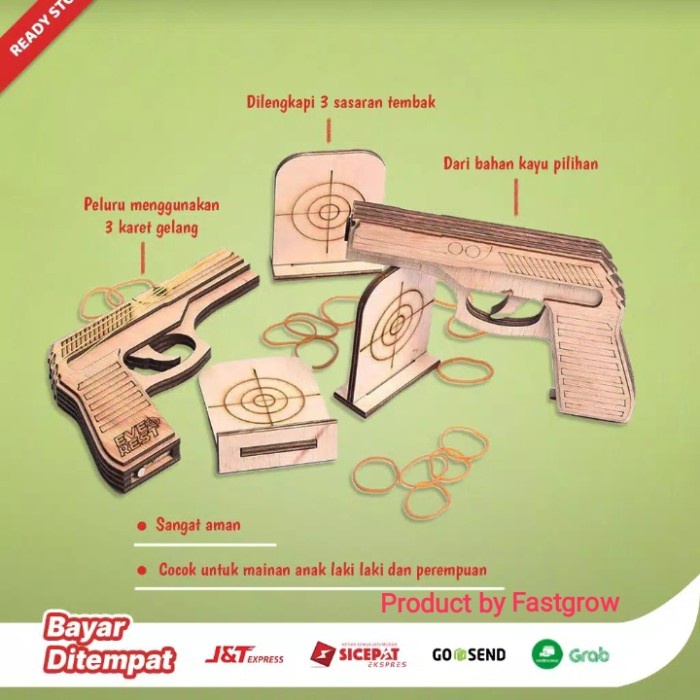 Playful Minds - Mainan Anak Laki-Laki Pistol Peluru Gelang Karet - Mainan Tembakan