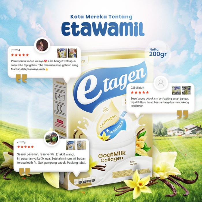 

(BestSeller) ETAGEN SUSU COLLAGEN Kolagen Milk Merawat Kulit & Wajah Rasa Vanila 200gr