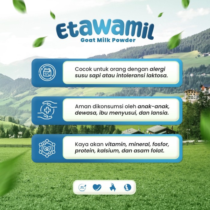 

(BestSeller) ETAWAMIL Susu Kambing Etawa Bubuk - Rasa Original Enak Sehat Halal BPOM 500 gram