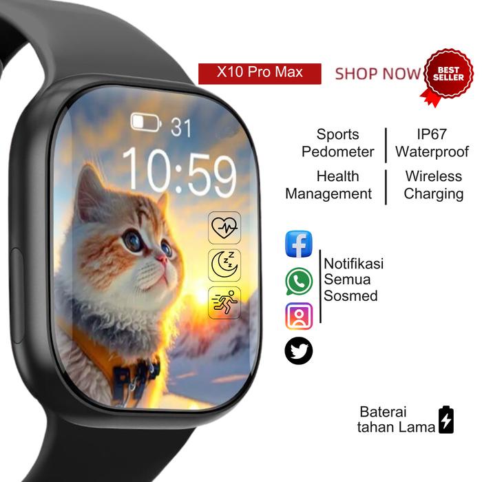 TOP OBONE SMARTWATCH JAM PRO MAX S FULLSCREEN SERIES 10 TERBARU BISA TELEPONAN GANTI WALLPAPPER