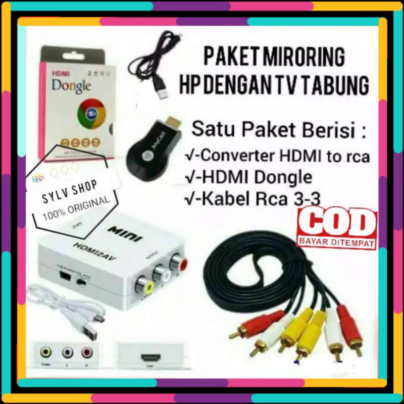 ELEKTRO11- PAKET ANYCAST DONGEL UNTUK KE TV TABUNG ANYCAST MIRORRING HP KE UNTUK TV TABUNG LED LCD