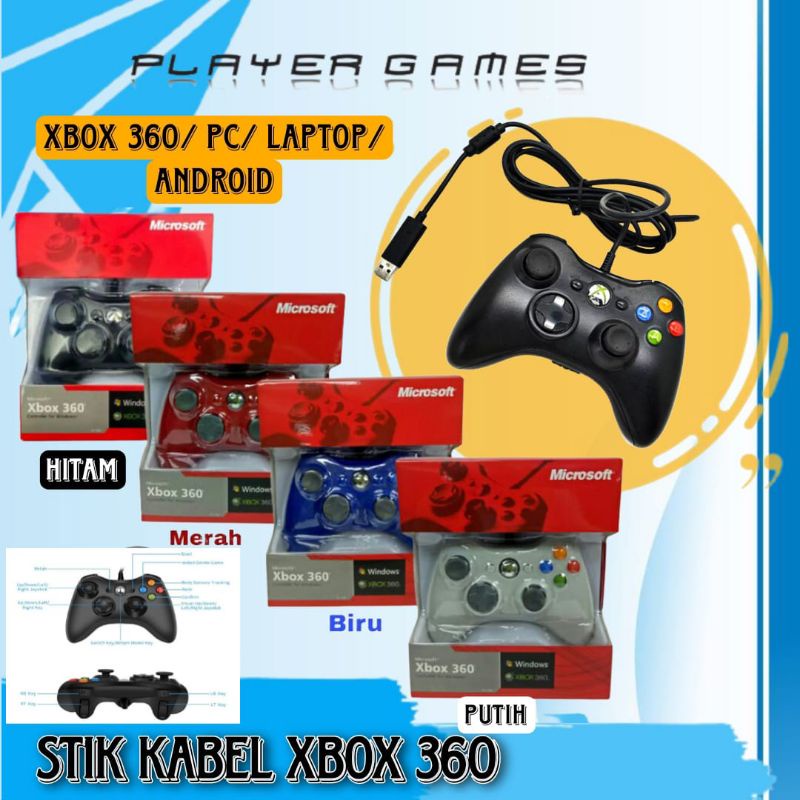 ELEKTRO11- STIK XBOX 360 KABEL Wired STICK XBOX KABEL STIK XBOX PC STIK XBOX KOMPUTER