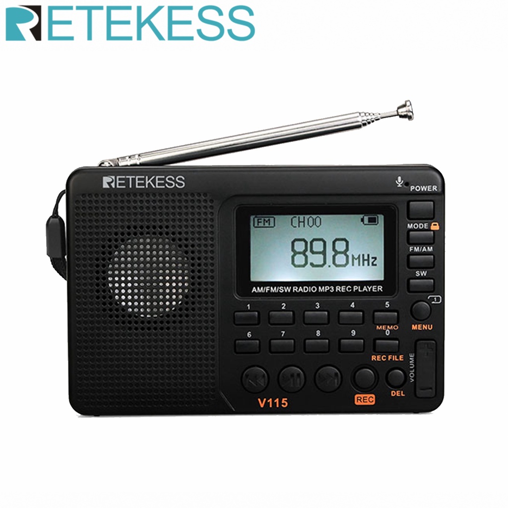 Retekess V115 Radio Fm Am Sw Portable Radios Am Fm Rechargeable Shortwave Radio Battery Powered Full