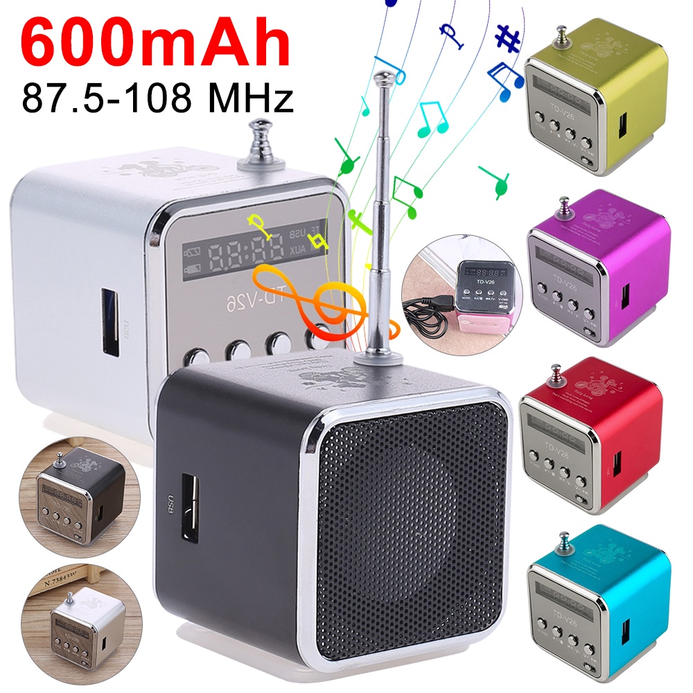 Mini Portable Radio Fm Digital Radio Rechargeable Radio Am Fm Receiver Bluetooth Support Sd/Tf Card
