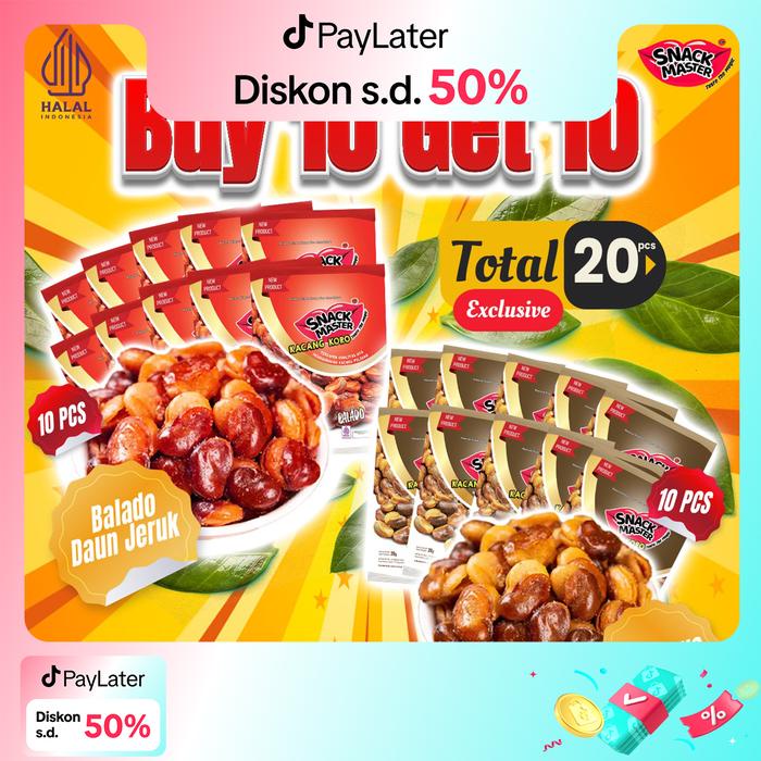 

[BUY 10 GET 10] Kacang Koro Kulit Balado 10 Pcs FREE Kacang Koro Kulit Barbeque (Bbq) 10 Pcs Snack
