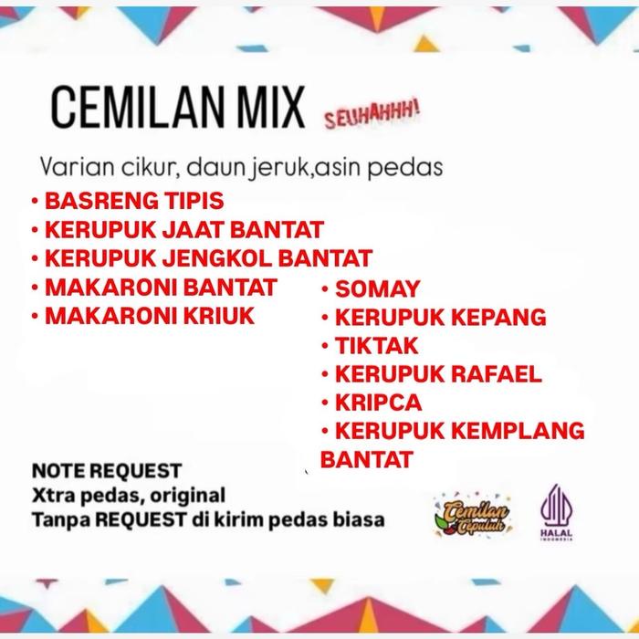 

CEMILAN MIX 1KG BY OMAXSX Camilan Snack Pedas Asin Kerupuk Jajanan Kripik