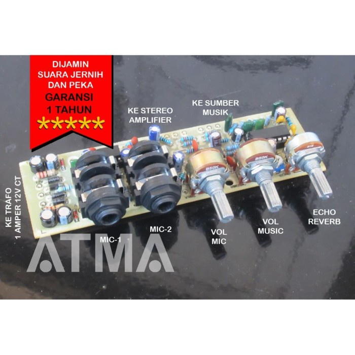 PREMIUM Kit Pre-amp Mic Karaoke Echo Reverb Aux-in Peka Jernih