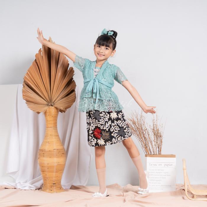 Set Kebaya Brukat Modern Anak Perempuan Free Bando Baju Kebaya Bayi Balita Anak Tanggung Baju Adat