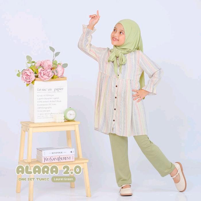 Setelan Anak Perempuan Alara One Set Tunik 2.0 Nauree Usia 1-8 Tahun Muslim Rayon High Quality