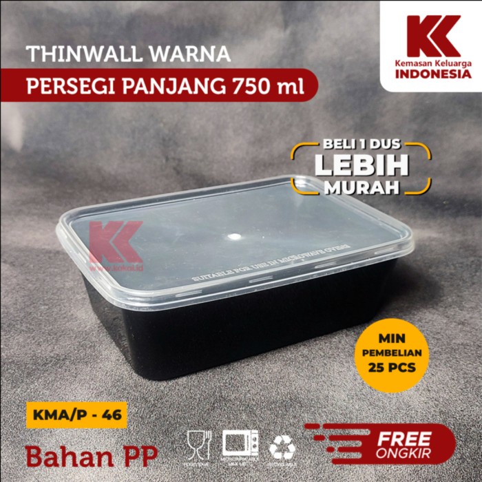 Baru- Thinwall warna Rectangle / Thinwall warna persegi (750ml) @25PCS