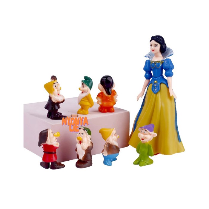 CCA57 Topper Boneka Putri Salju Snow White 7 Kurcaci Dekorasi Kue tar