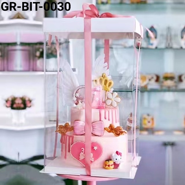 TERLARIS GR-BIT-30 Kotak dus cake glass mika box tunangan kue transparan 30cm
