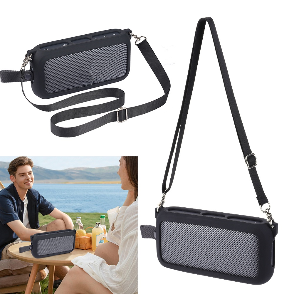 Travel Carrying Protective Skin with Shoulder Strap Silicone Cover Case Washable for Anker Soundcore