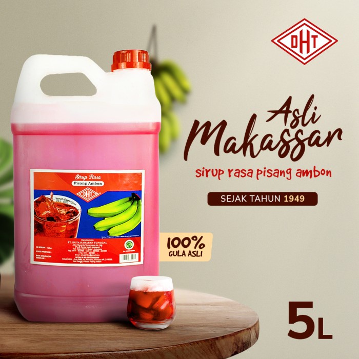 

DHT Sirup Rasa Pisang Ambon 5 Liter 5L Asli Makassar Gula Asli Alami