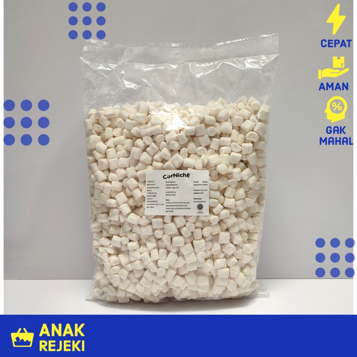 

Mini White Marshmallow Corniche 1kg - Marsmellow Putih Marsmallow