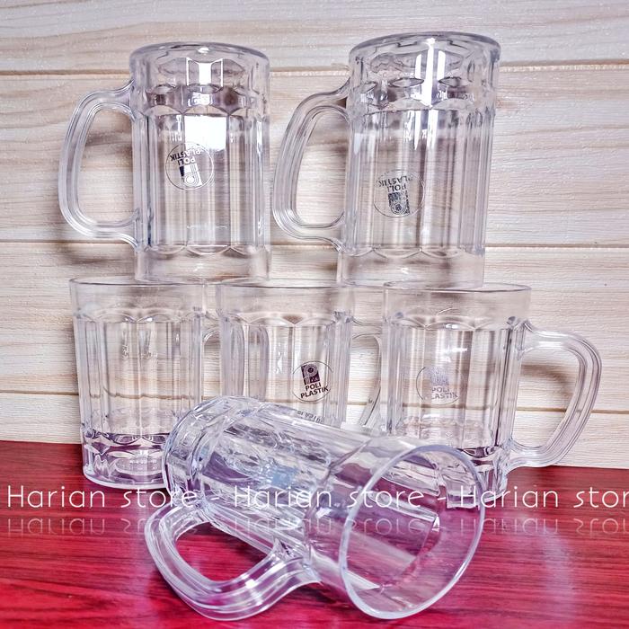 

SALE 6 PCS GELAS MIKA PLASTIK AKRILIK POLY TEBAL ISI 450 MILI