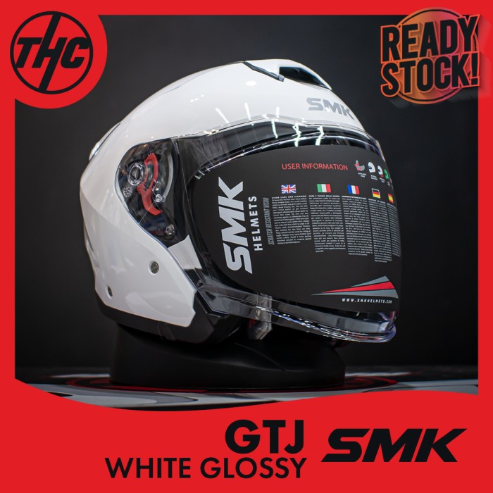 Helm Smk Gtj White Glossy Half Face Helmet Smk