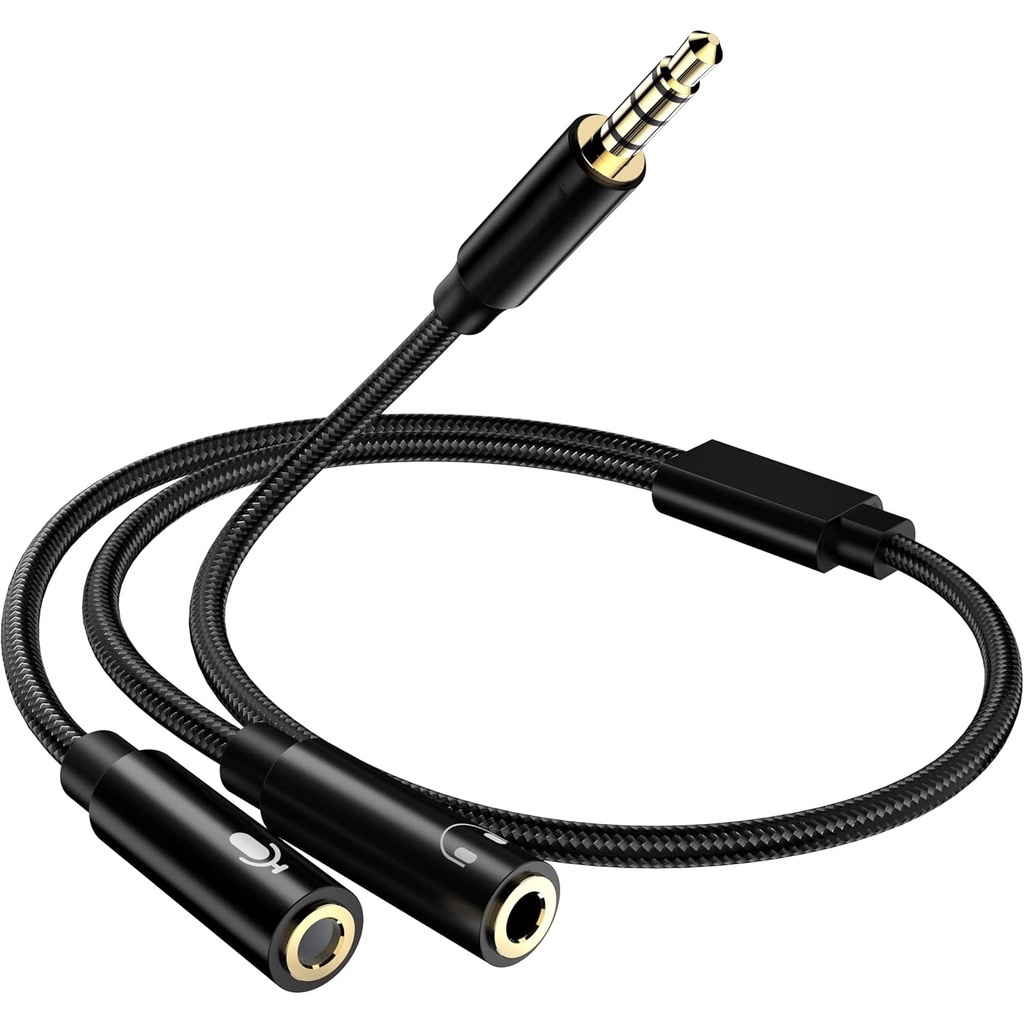 Headset Adapter Headphone Mic And Speaker Y Splitter Cable 3.5Mm Audio Male To 2 Female For Earphone