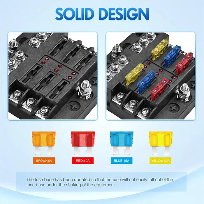 6-Way Blade Fuse Box Holder Sekring Box Dengan Indikator LED Fuse Block Waterproof Alat Pengaman