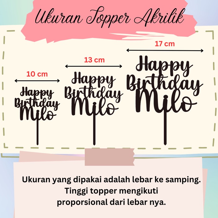 

HEMAT Topper Akrilik Happy Birthday Ulang Tahun Topper Kue Custom