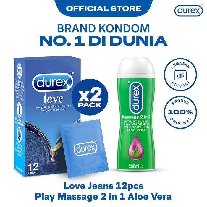 

Durex Love Jeans 12s x 2 + Lube 200ml - Kondom Extra Pelumas Pria