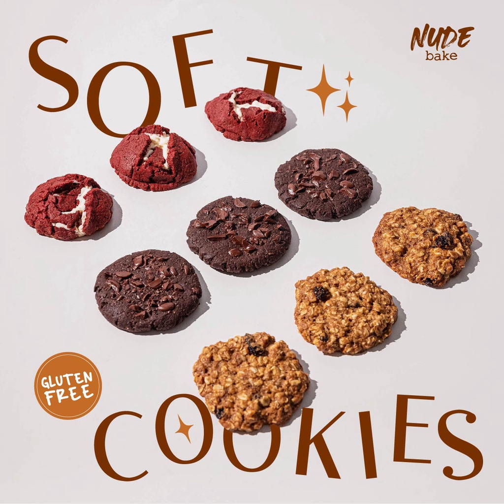 

BUY 5 GET 6 PROMO Gluten Free & Vegan Soft Cookies NUDE Healthy Snack
