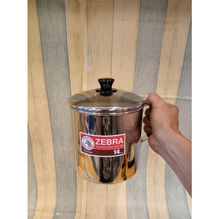 Zebra Mug Stainless 14cm 1,5 Liter Tutup Gelas Stenlis 110114